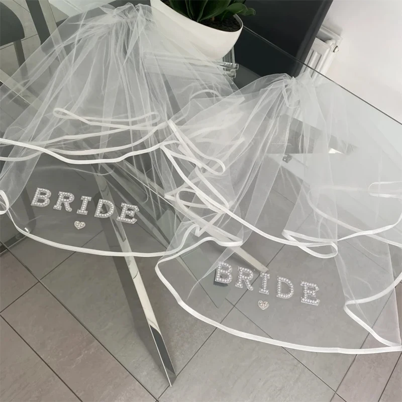 Perle Herz Braut weiß kurzen Schleier Bachelorette Henne Party Braut dusche Hochzeit bach wochen ende Dekoration Zukunft Frau Geschenk Geschenk