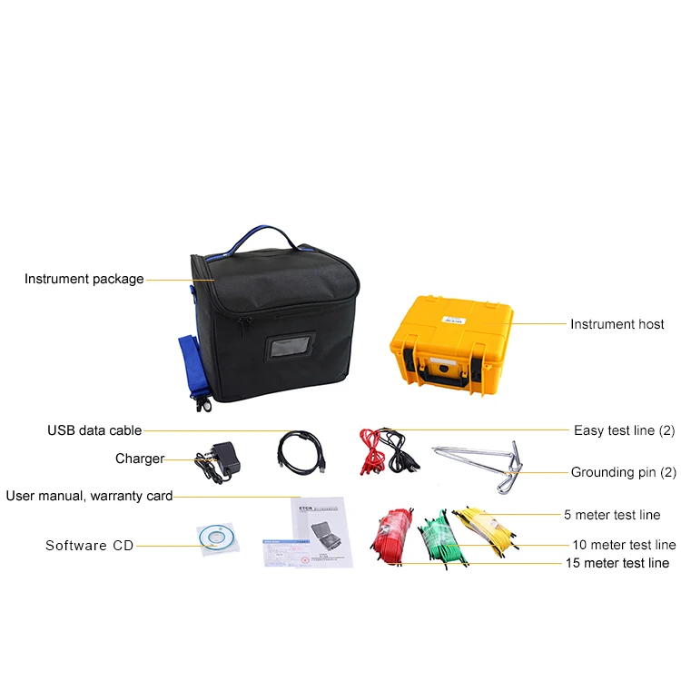 ETCR3000C 0.01Ω-2000Ω Digital Earth Ground Resistance Voltage Meter Earth Impedance Tester  Rechargeable Lithium Battery IP65