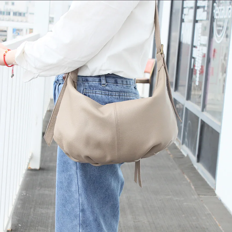 Shoulder bag Handbag Women's Tote Y2k Crossbody New Genuine Leather Top Layer Cowhide Simplified Casual high-capacity Retro Hand