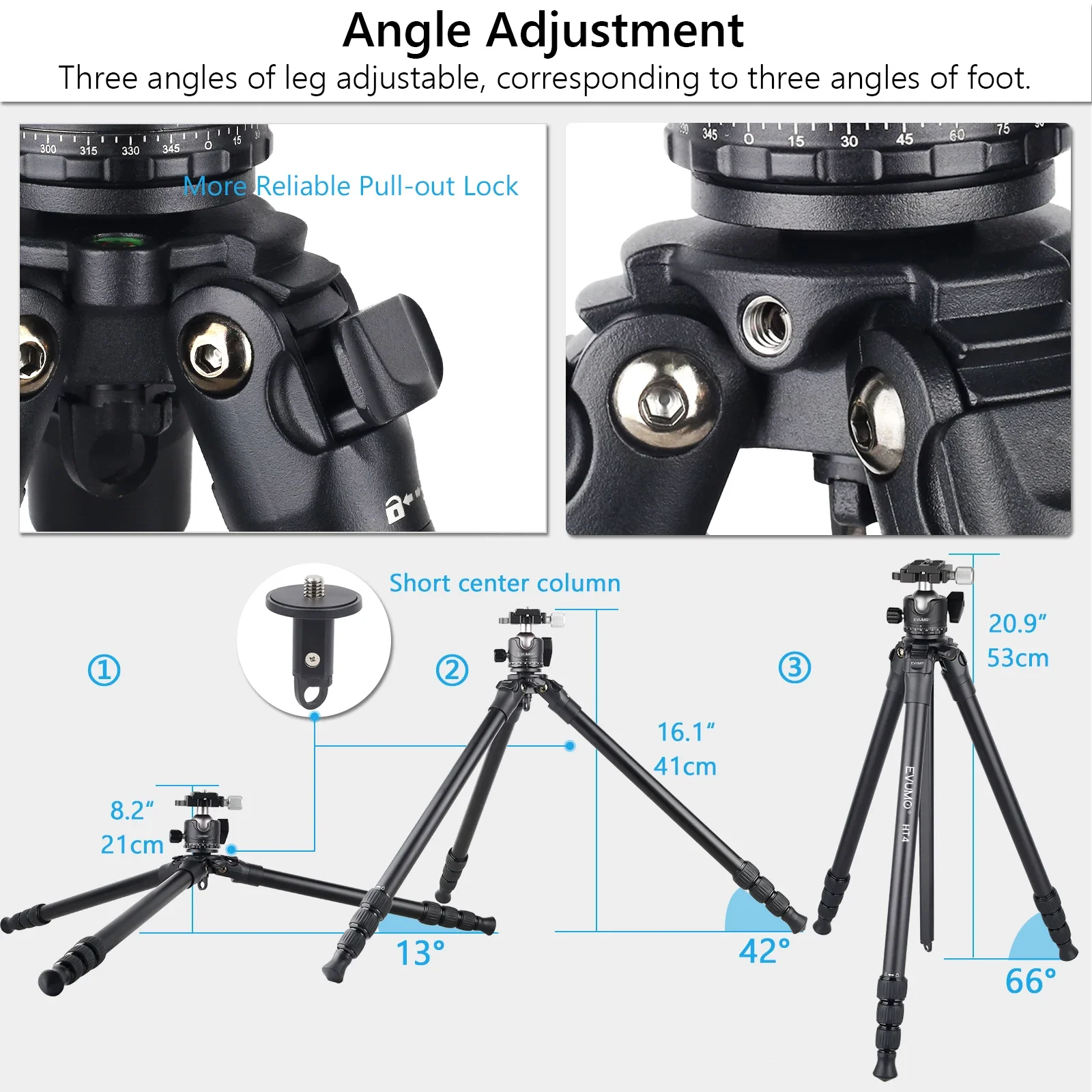 HT4 Aluminum Lightweight Travel Tripod with Panoramic Ballhead for DSLR Camcorde