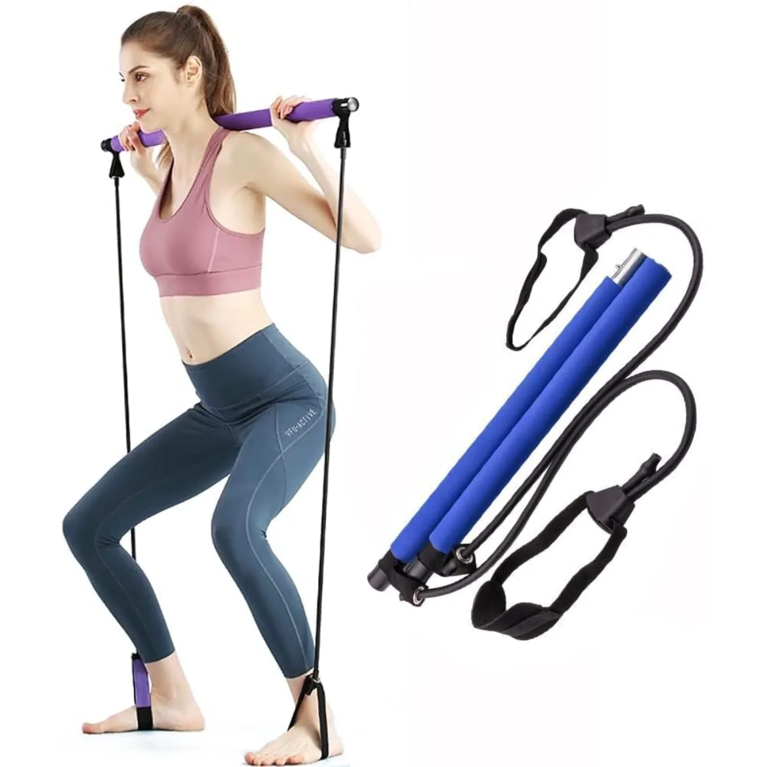 Pilates with Adjustable Length Resistance for Portable Gym Workout,Yoga Yoga Pilates Stick Body Shaping Stick for Bo
