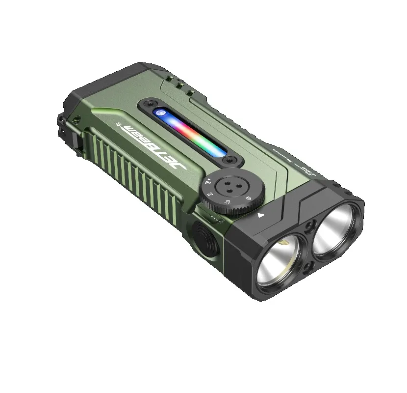 JETBeam E28 EDC 멀티 모드 전술 손전등 3300LM 충전식 손전등 자전거 라이트(UV LED RGB 및 보조 배터리 포함)