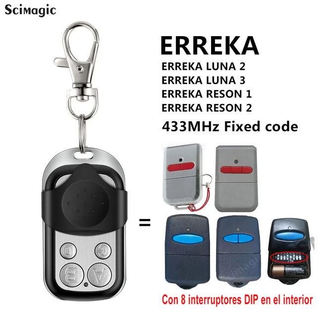 Garage Remote Control Compatible ERREKA KUMA KU02 433.92MHz Fixed Code Clone ERREKA Gate Opener Command Transmitter Key Fob 3