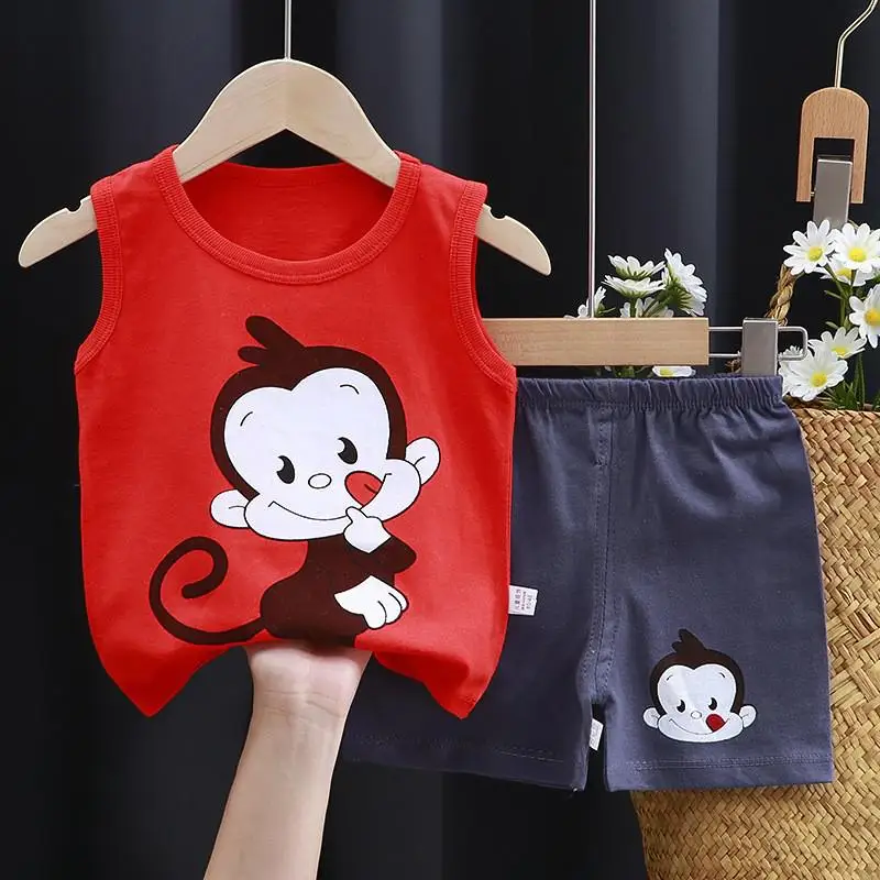 Brand Summer Clothing Toddler Outfit Baby Boy Clothes Set Sleeveless Vest+shorts 1 2 3 4years Old Kids 2pcs/set Girls Vest Sets small baby clothing set	 Baby Clothing Set