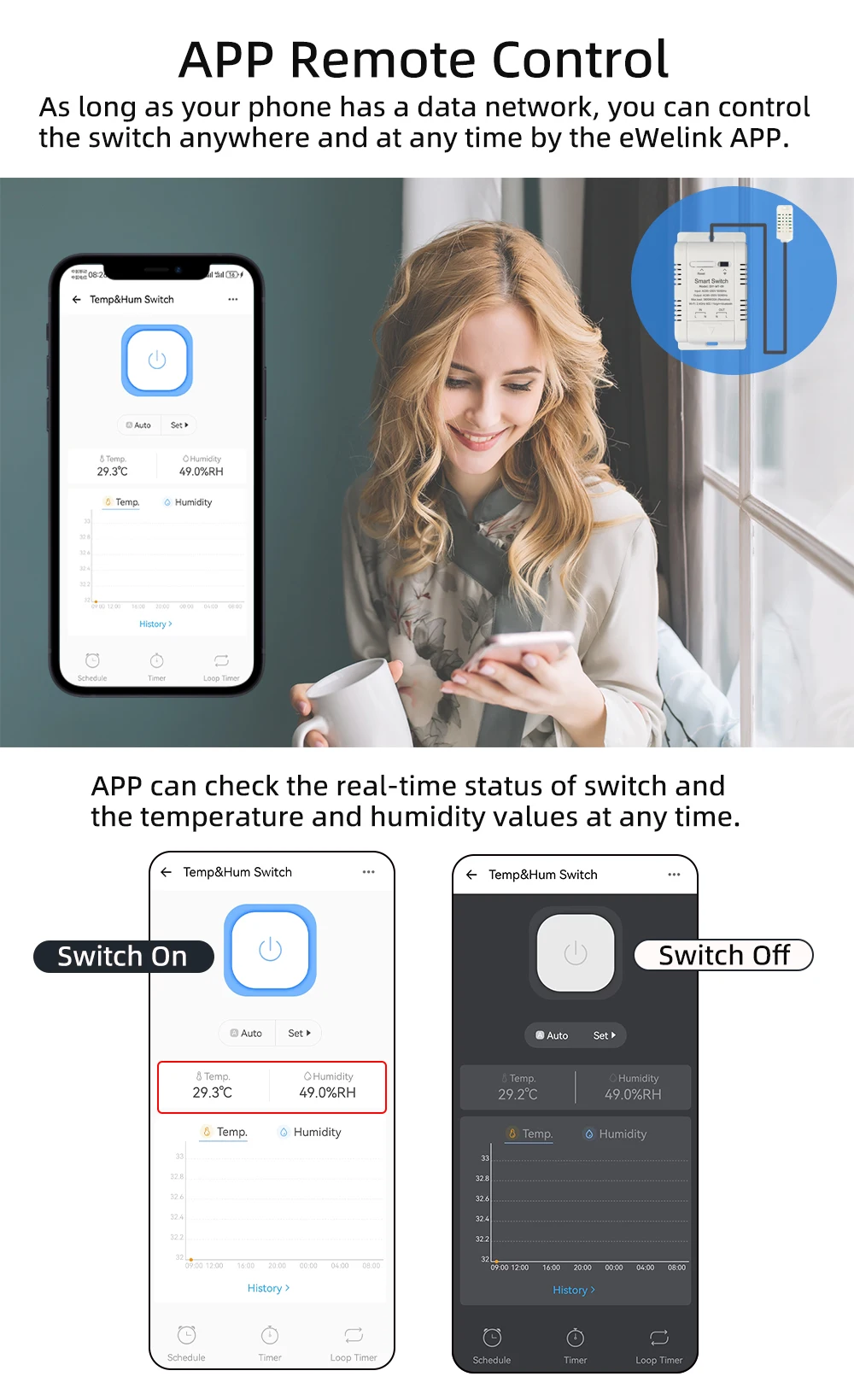 WiFi Temperature and Humidity Sensor Security Home Automation Indoor Monitoring