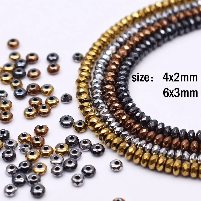 Handmade Black Hematite Stone Flat Spacer Beads