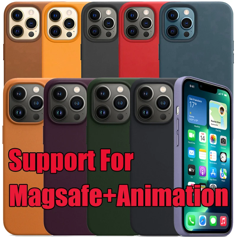 best case for iphone 13 pro  For Magsafe Magnetic Wireless Charging With Animation Leather Case Cover Shockproof Metal Button For iPhone 13 Pro Max 12 Mini iphone 13 pro cover