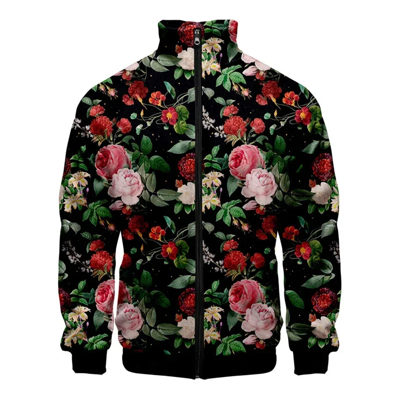 thumbnail image 1 of Chaqueta con estampado 3D de plantas y flores para hombre, abrigo de manga larga con estampado retro, chaquetas con cremallera de gran tamaño y personalidad para mujer, blusas de calle, 1 of 5