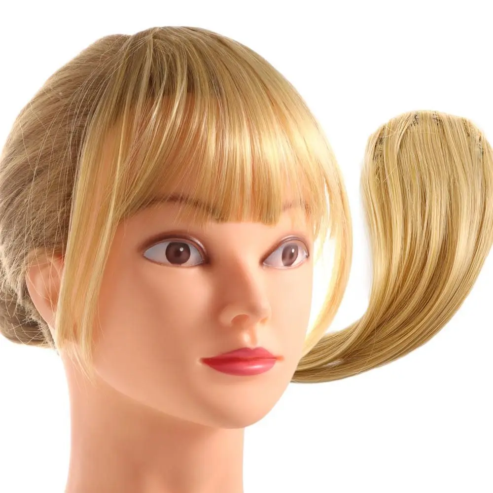 Synthetic Clip In High Temperature Fiber Hair Extensions Full Cover Hairpiece Linen Fake Bangs Top Hair Bangs 3D Air Bangs