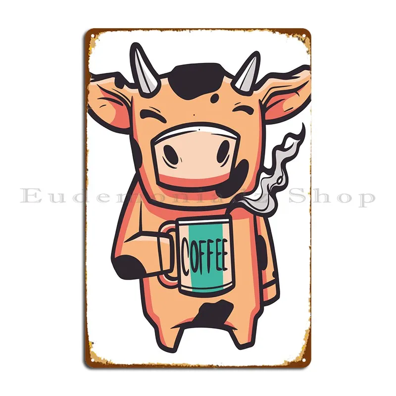 

Металлический плакат в виде коровы, кофе, молока