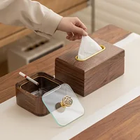 Black Walnut Tissue Box Household Creative Magnetic Cover Suction Paper Box Luxury Restaurant Table Kleenex Storage Box Ashtray 2