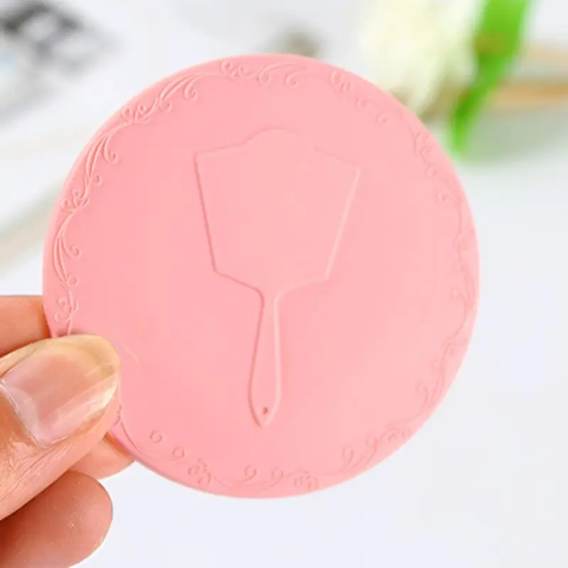 DA55 Creative Cartoon Embossed Round Mini Pocket Makeup Mirror Single Side Compact Cosmetic Tool Travel Portable