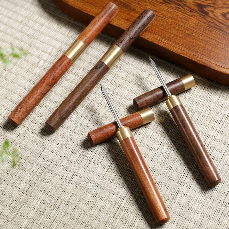Wooden Tea Knife Needle Puer Puerh Tea Needle with Safety Cover Ice Pick Tool for Breaking Cake Brick or Breaking Ice