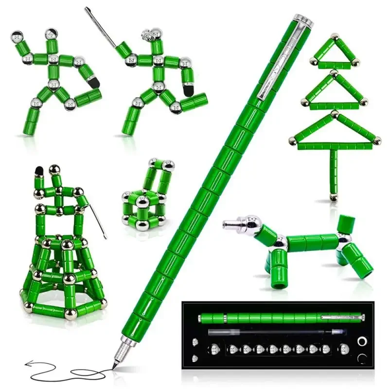 Magnetic Fidget Pen Metal Decompression Pen Multifunctional Deformable Writing Stress Reliever Finger Spinning Gifts