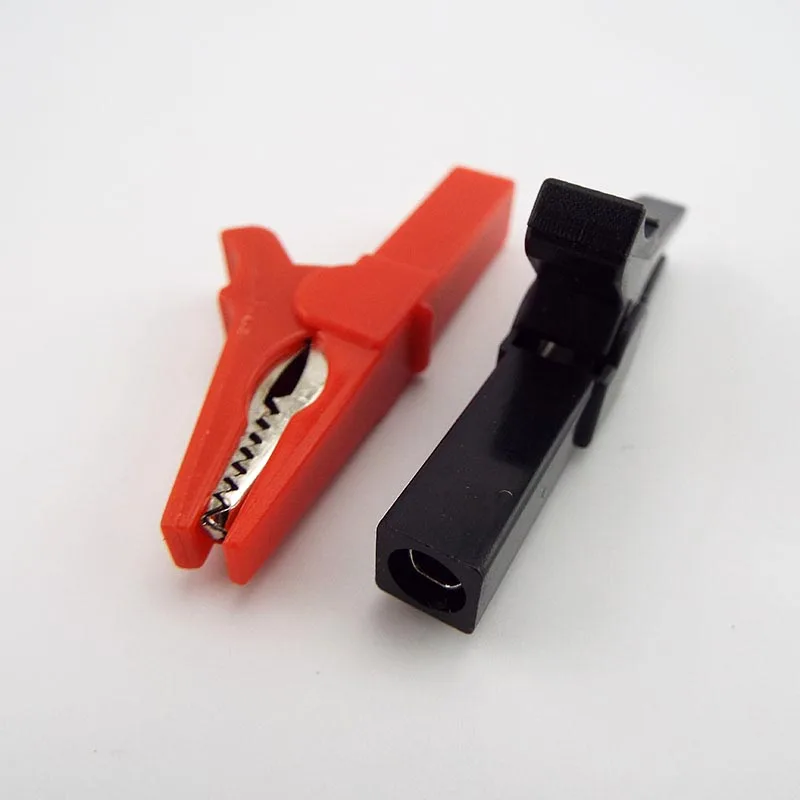 Battery Test Clip 55MM 20A Insulated Alligator Clip To 4mm Banana Plug For Multimeter Pen Cable Probes Crocodile Alligator Clips