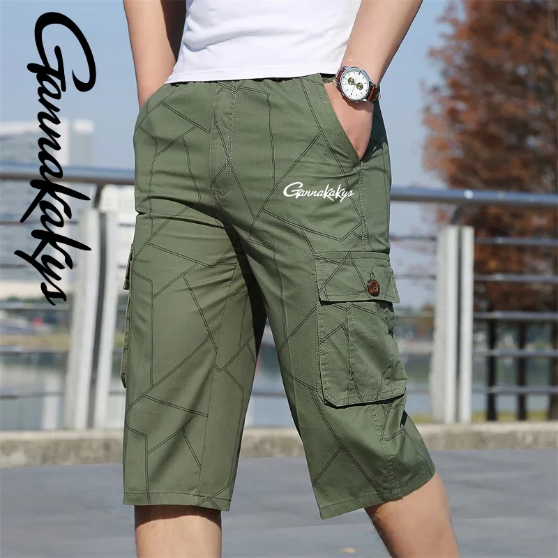 Men's Summer Sports Fishing Pants Men's Hiking Breathable Multi Pocket Work Shorts Beach Running Travel Shorts