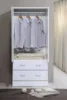 Two Door Wardrobe with Two Drawers and Hanging Rod