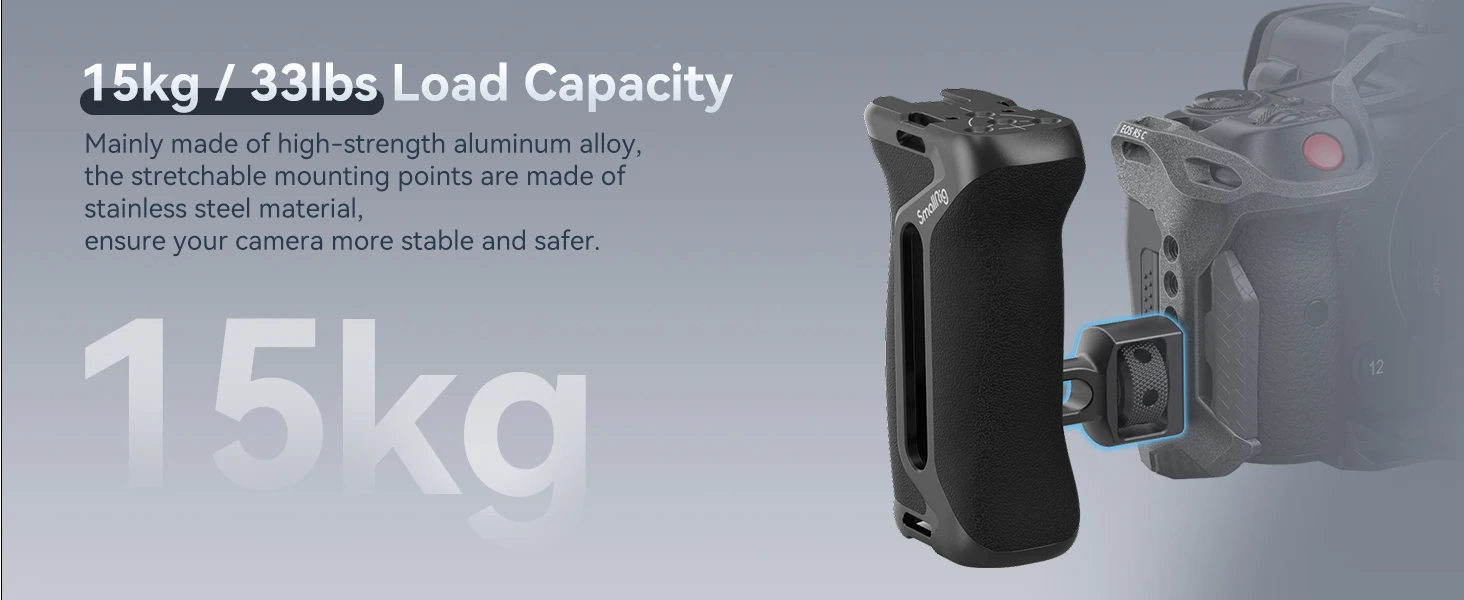 SmallRig Seitengriff mit Zwei-in-Eins-Positionierungsschraube 1/4" und 3/8", universeller Kamerakäfig-Handgriff für Sony für Canon für Niko 4346 – Detail 6