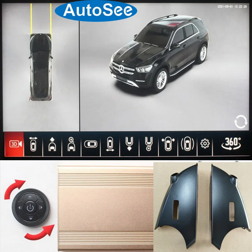 

for Benz for Mercedes GLE class car 360 degree camera Bird eye 3D panoramic view rear view mirror surround dash parking reverse