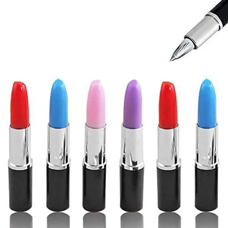 

1Pc Ballpoint Writing Pens Multi-Color Lipstick Cute Ball Pen Novelty Office Stationery Students Children Gift