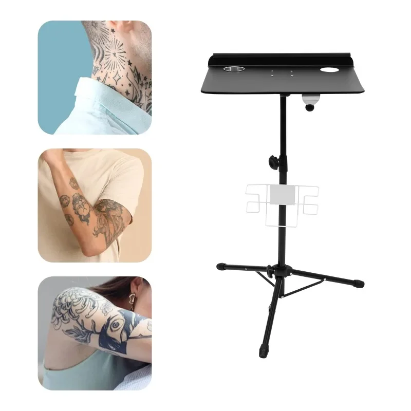 Abnehmbarer Tattoo-Arbeitsständer mit Verstellbarer Höhe 61-107cm, Tragbarer Schreibtisch mit Stabilem Dreibein, Aufbewahrungsregal für Tätowierer – Detail 2