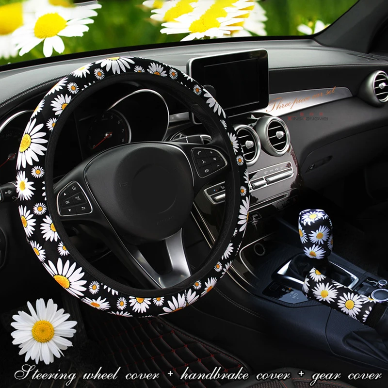 Universal Car Cute Daisy Flower Car Interior Decoration Knitted