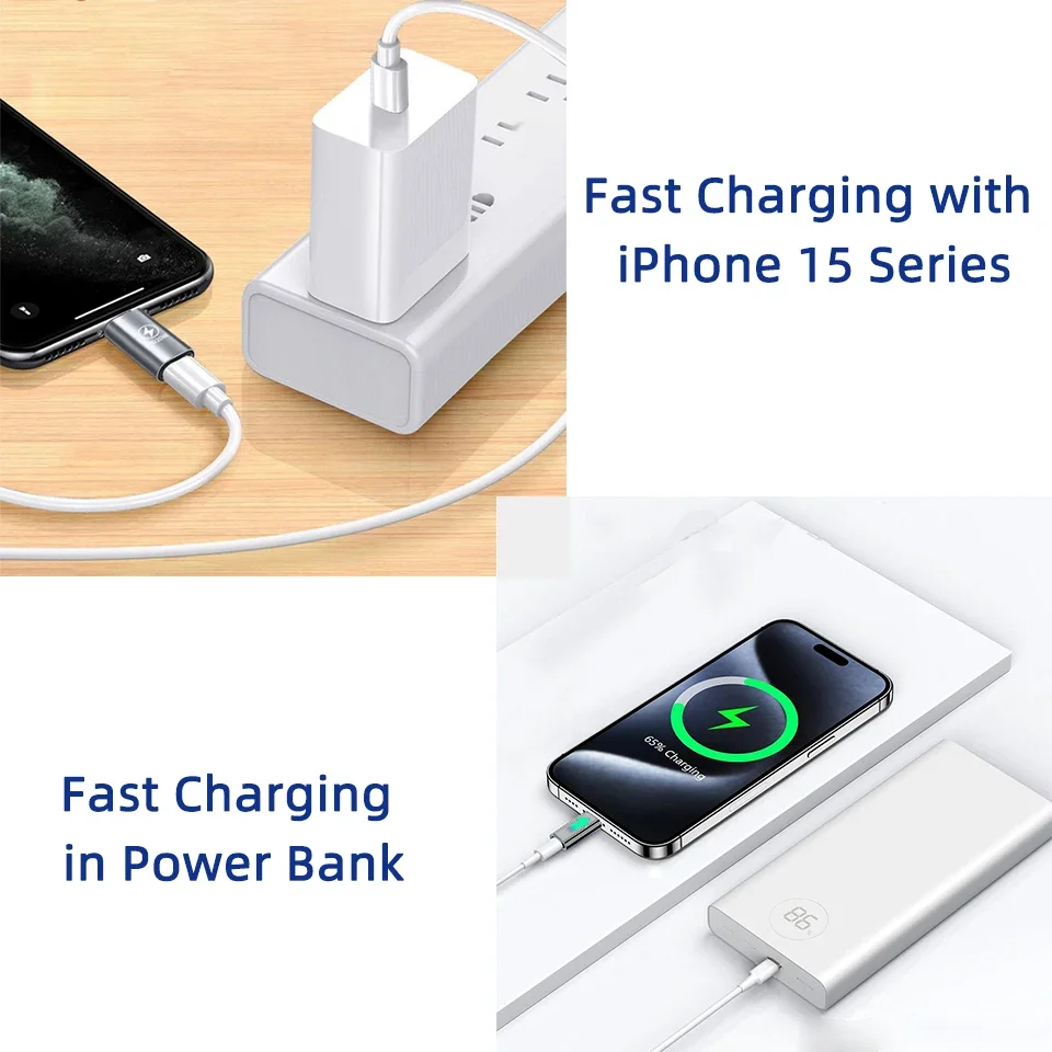 High-Speed Lightning to USB-C Power Adapter for Fast Charging and Data Transfer
