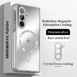 Luxury Matte Frosted Wireless Charging Case with Full Lens Protection for Galaxy Z Fold4 (Titanium Silver)