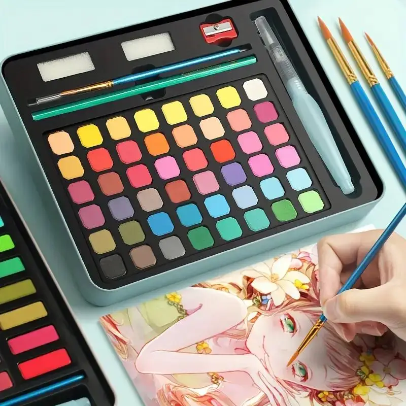 Premium Watercolor Set-36-60 Vibrant Colors, Washable Latex Pigments and Brushes for Artists and Students