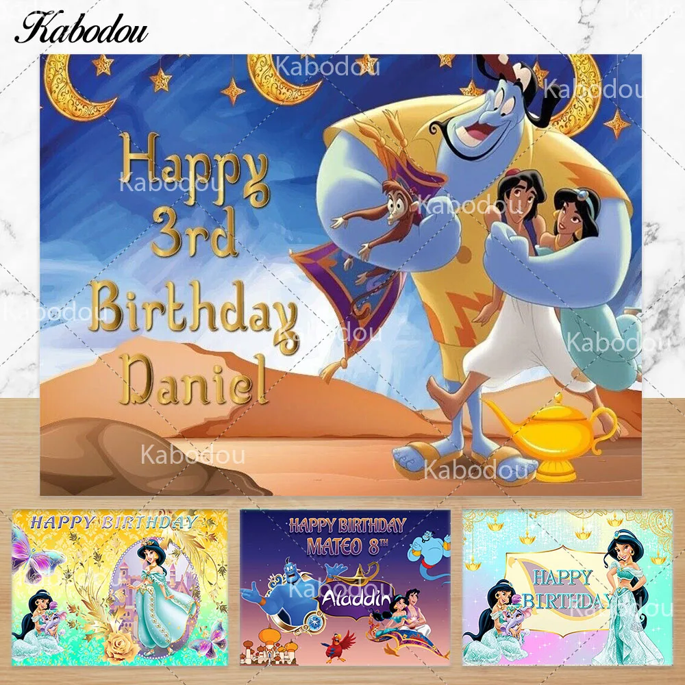 

Aladdin Photo Backdrop Disney Princess Jasmine Girls Birthday Baby Shower Photography Background Decor Props
