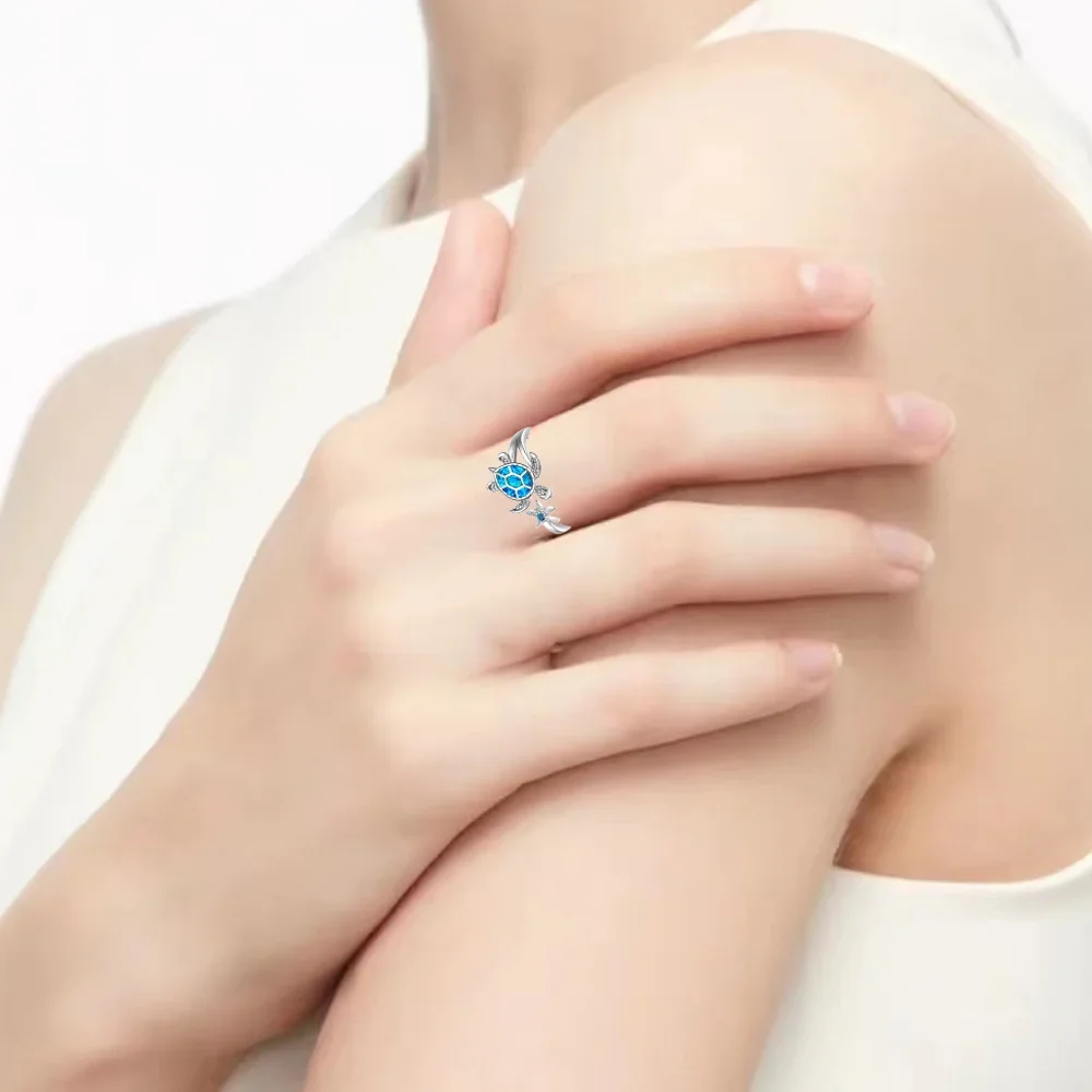 Chic K-Plated Sea Turtle & Starfish Ring Ocean-Inspired Gift for Girls womens ring,ring jewelry