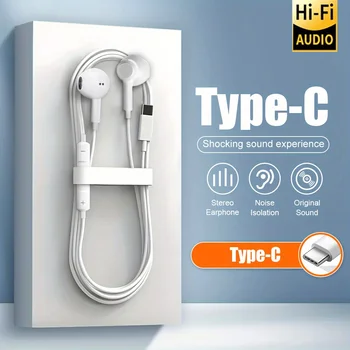 Auricolari Cablati Type-C, Cuffie con Cancellazione del Rumore e Microfono per Gaming, Compatibili con iPhone 15/15 Pro Max e Mos