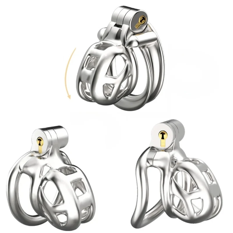 Stainless Steel Male Chastity Cage Cock Cobra Mamba Penis Ring Chastity Belt BDSM Erotic Urethral Lock Double-Arc Ring Sex Toy penis chastity cage chastity lock sex toy chastity cage accessory penis cock ring