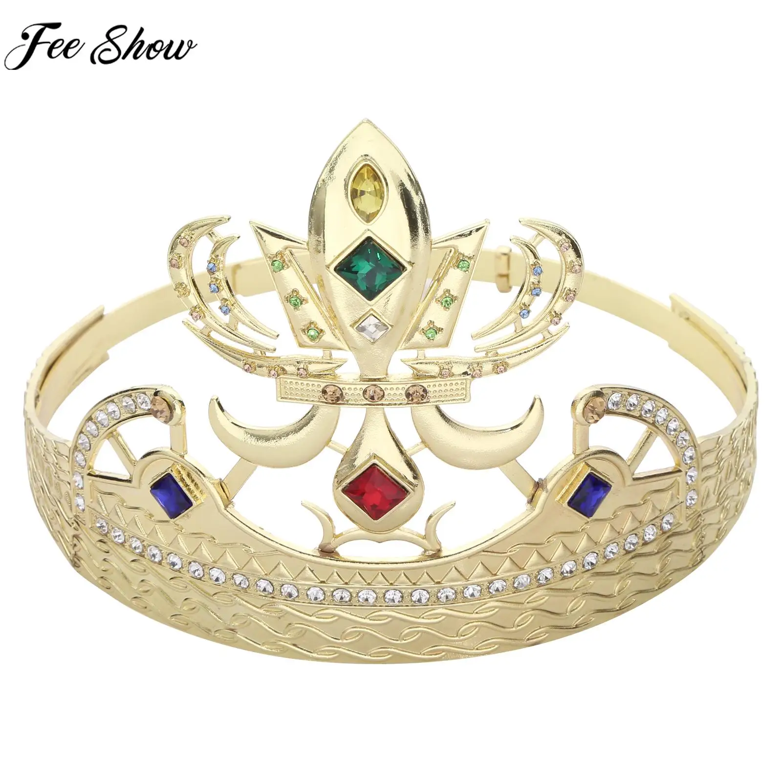

Female Male Shiny Rhinestone Alloy Crown Halloween King Queen Cosplay Costume Party Festival Hair Accessories Masquerade Props