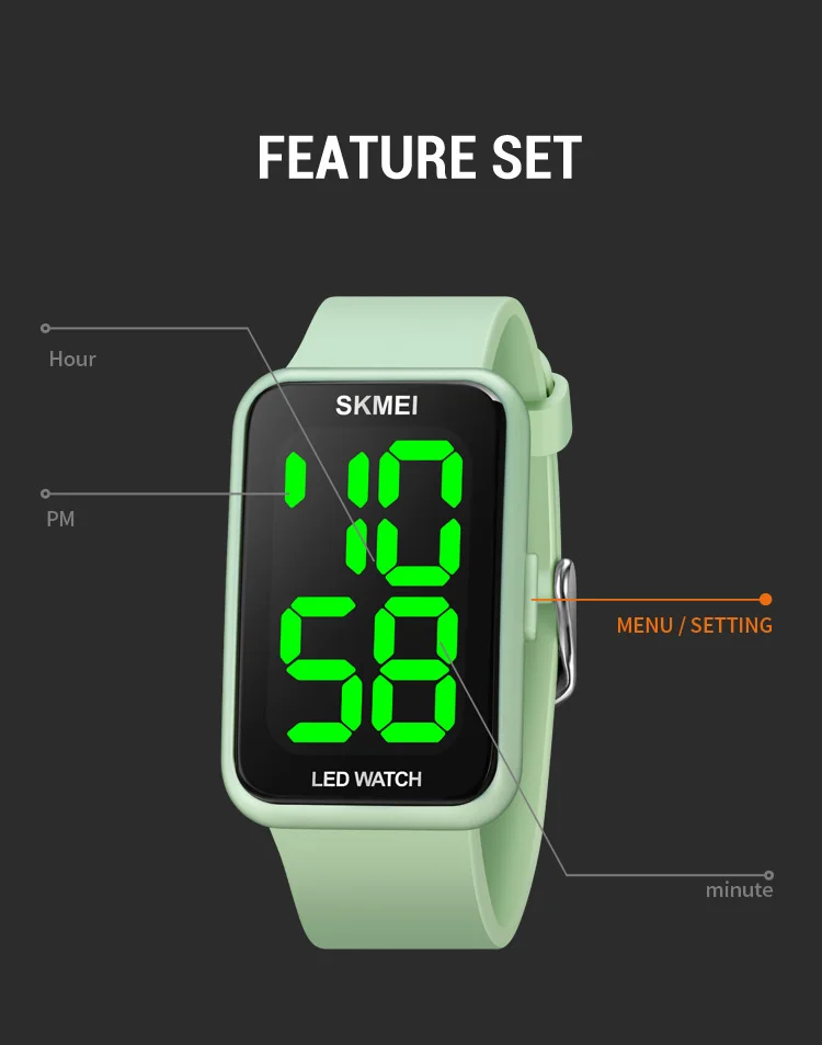 SKMEI Electronic LED Watch Fashion Touch Led Display Digital Watch Sport 50Bar Waterproof Wristwatch Time Date Men Clock