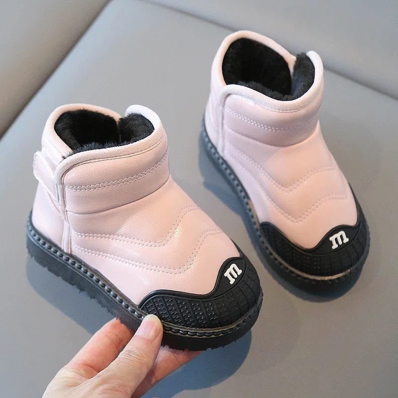 

Ботинки хлопковые детские для мальчиков/девочек, зимние, водонепроницаемые, Нескользящие