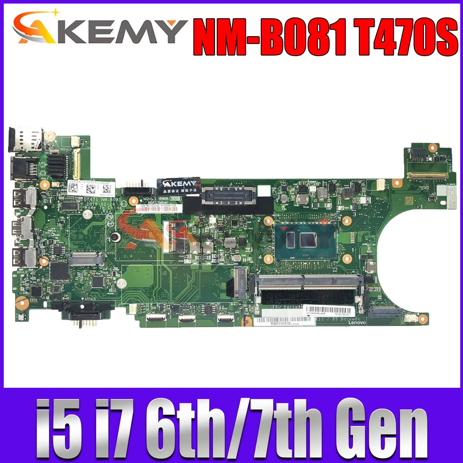 

NM-B081 Motherboard.For Lenovo Thinkpad T470S Notebook Computer Mainboard.CPU I5 I7 CPU.4G RAM 100% test work