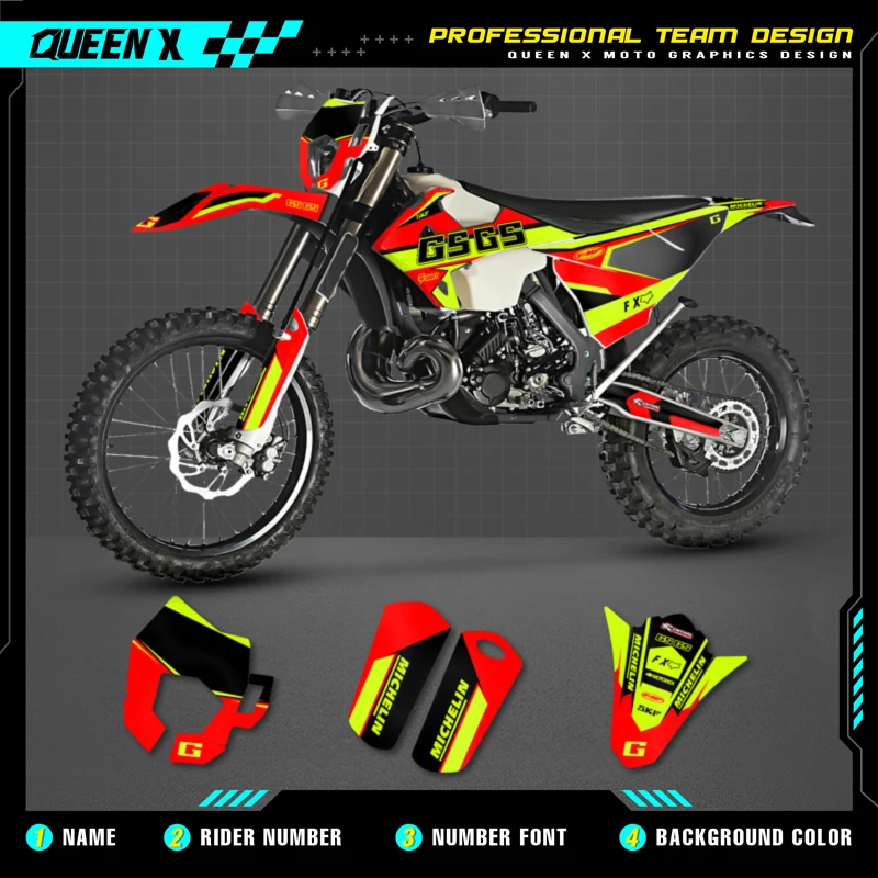 

QUEEN X MOTOR Custom Team Graphics Backgrounds Decals For 3M Stickers Kit For GASGAS 2018 2019 2020 2021 EC MC 11