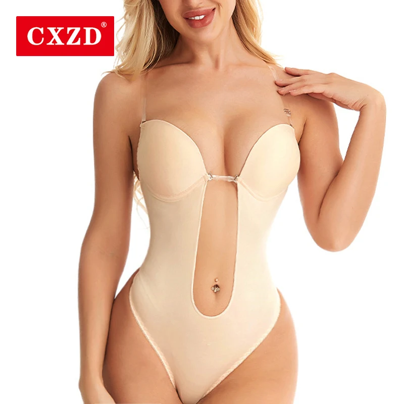 CXZD Bodysuit Shapewear Deep V Neck Body Shaper Backless U Plunge Thong
