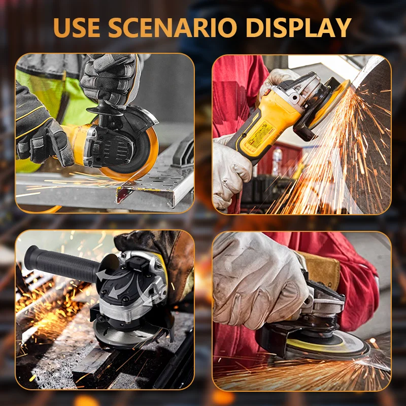 Electric Goddess 125mm Brushless Electric Angle Grinder Power Tool Cordless Polishing Cutting Machine For Dewalt 20V Battery 6