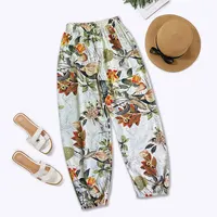 Femmes décontracté ample confortable pantalon élastique pantalon pieds sarouel pantalons de survêtement pantalon été plage pantalon ceinture élastique 2