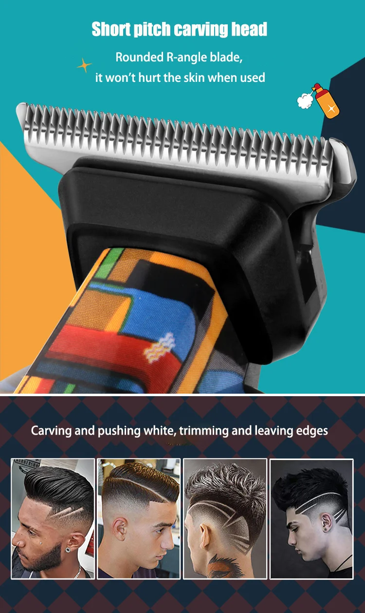 KM-MAX5090 Multifunktions-Trimmer für Herren mit elektrischem Antrieb und Graffiti-Aufdruck, Gesichtsrasierer mit USB-Ladefunktion_voghion.com