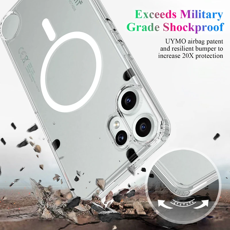 Magnetic Shockproof Transparent Phone Case – Durable Soft TPU + Hard PC Cover