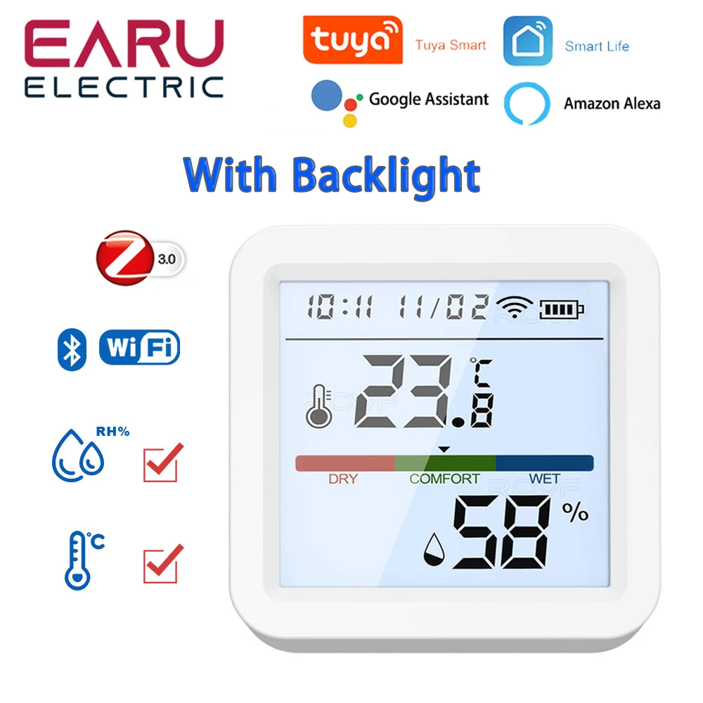 Smart Home Tuya APP Control Temperature Monitor Humidity Sensor Lux  Detector Zigbee Wifi 2.4GHz Wireless Hygrometer Thermometer - AliExpress