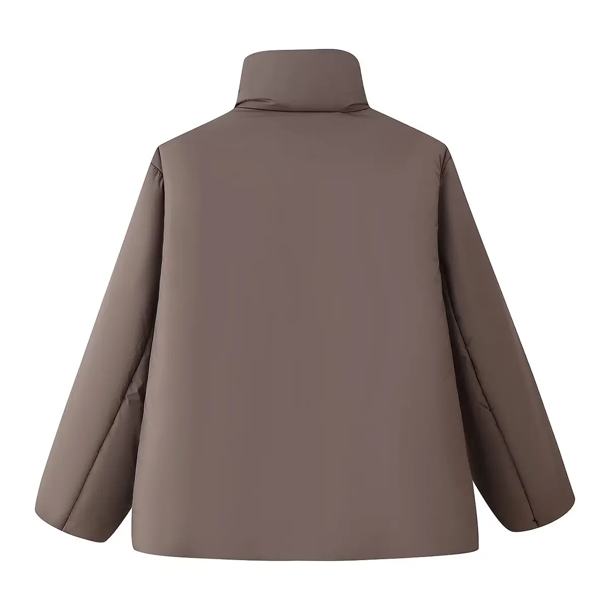 HH Neue Frau Winter Mode Lange Ärmel Einfarbig Hohe Kragen Versteckte Schnalle Baumwolle Jacke Weibliche Casual Vielseitig Baumwolle Mantel – Detail 3