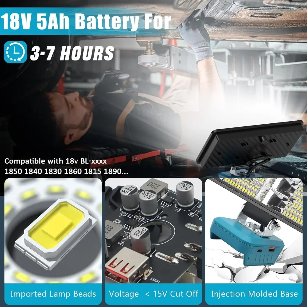 38W 6000LM LED Work Light Flashlight Compatible with Makita 18v Battery Cordless for Camping Emergency led flashlight camping lights led work light work light