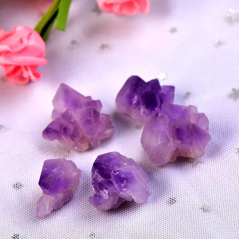 NaturalAmethystRawQuartzSmallClusterHealingReikiStoneCrystal