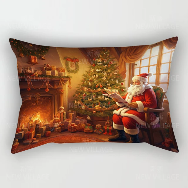 Juste de coussin décorative pour la maison, décor de salon, chambre à coucher, lit, joyeux Noël, hiver, 48x74 cm, 30x50cm, 40x60cm, 50x70cm 3