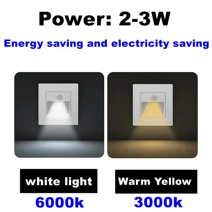 3W Recessed Infrared Motion Sensor Night Light Indoor Outdoor Stair Step Wall Lamp LED Step Light Staircase Bedroom Decoration motion sensor light,led light,led wall lamp,wall light