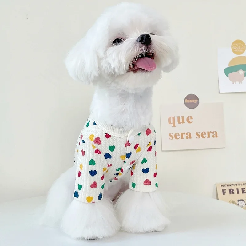 사랑 카디건 애완견 개 옷 테디 포메라니안 곰 작은 개 몰타 개 크리스마스 옷 ..
